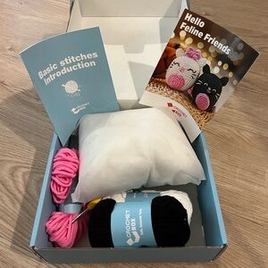 Pink and Black Craft Kit with Yarn and Patterns